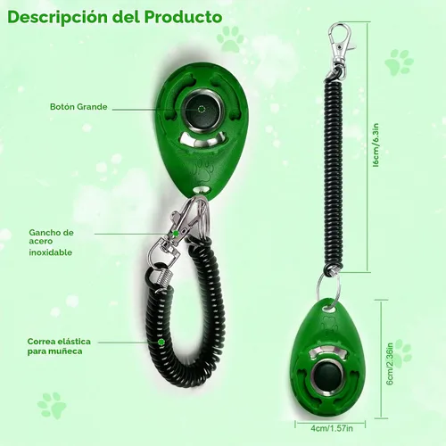Vista 6 de Clicker de entrenamiento de mascotas con correa de muñeca – Clickers de entrenamiento de perros para cachorros, gatos, orinales, pájaros, caballos