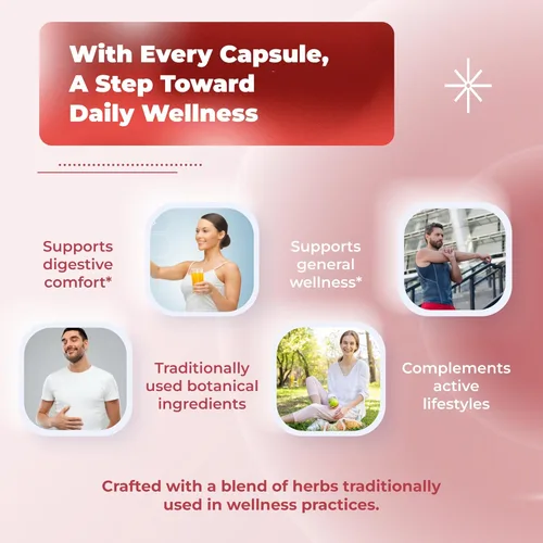 Vista 3 de Pimienta de Cayena, con jengibre, cúrcuma, canela, pimienta negra - Soporte para la digestión (suministro para 150 días)