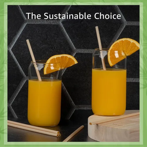 Vista 7 de Pajitas biodegradables de polvo de bambú (paquete de 50) – Pajitas compostables de 7.88 pulgadas envueltas individualmente 100% compostables