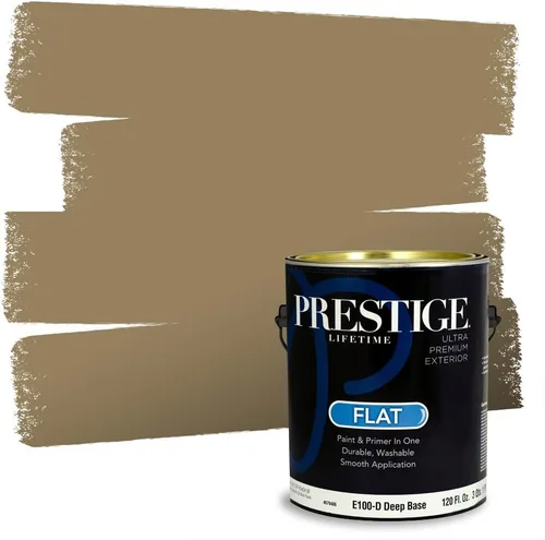 Vista 65 de PRESTIGE Pinturas de pintura exterior e imprimación en uno, 1 galón, plano, combinación comparable de Benjamin Moore* Manzanilla*
