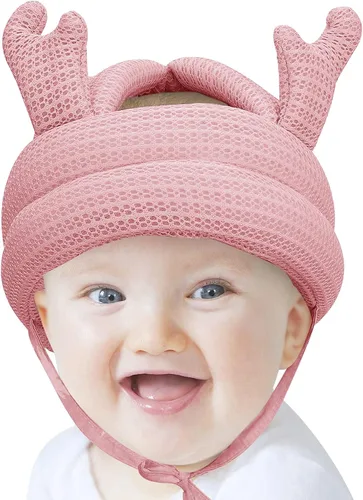 Vista 9 de Lindo casco de bebé para bebé, sin golpes, cojín de seguridad para la cabeza, gorro de protección ajustable suave para la cabeza de los niños, gorro