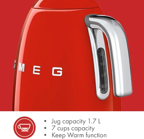 Vista 7 de SMEG 7-Cup Variable Temperature Electric Kettle - Retro Style Aesthetic with Advanced Technology - Stainless Steel, 1400W, 120V, 360° Swivel Base