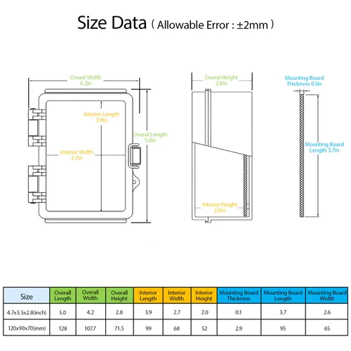 Vista 2 de LeMotech Caja Eléctrica, IP67 Impermeable con Bisagras Cubierta Transparente Pestillo de Acero Inoxidable Caja de Conexiones, Carcasa Eléctrica