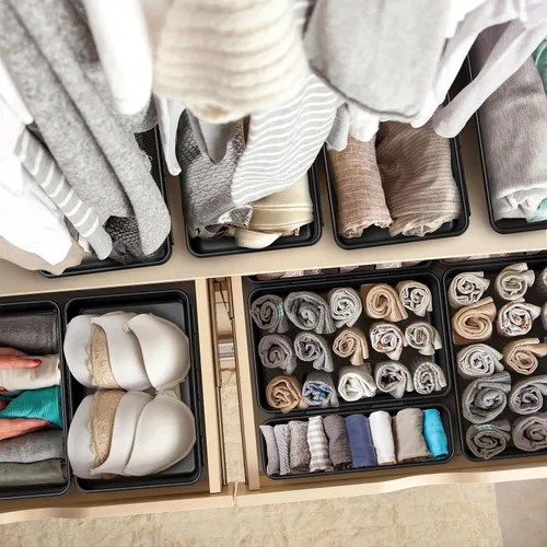 Vista 4 de Simple Houseware Organizador de cajones de escritorio entrelazados, 10 paquetes, color negro