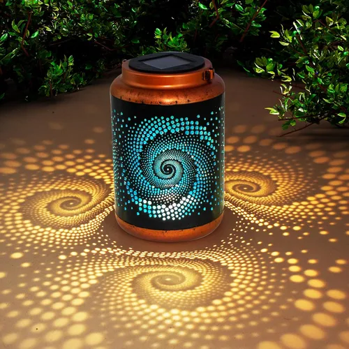 Vista 9 de Linternas solares colgantes al aire libre, linternas de metal decorativas de hadas - Luz decorativa LED impermeable para jardín, patio, césped