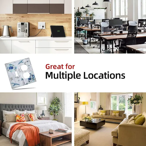 Vista 8 de Cubierta Decorativa para Interruptor de Luz Anclajes Tablón Faros Aves Marinas 2 Gang Cubiertas de Tomacorriente 1 Toggle 1 Dúplex Placa de Pared