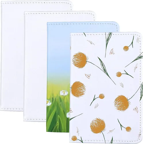 Vista 2 de 4 piezas DIY sublimación pasaporte titular cubiertas, cuero de PU en blanco transferencia de calor viaje pasaporte libro titular cartera cubierta