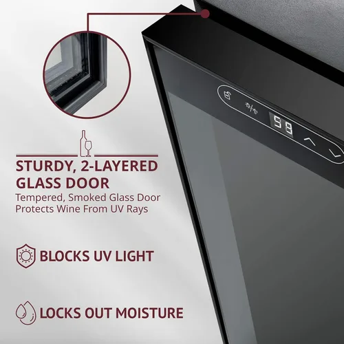 Vista 2 de Schmecke - Refrigerador de vino con compresor de 12 botellas con cerradura Gran bodega independiente Refrigerador de vino digital 41f-64f