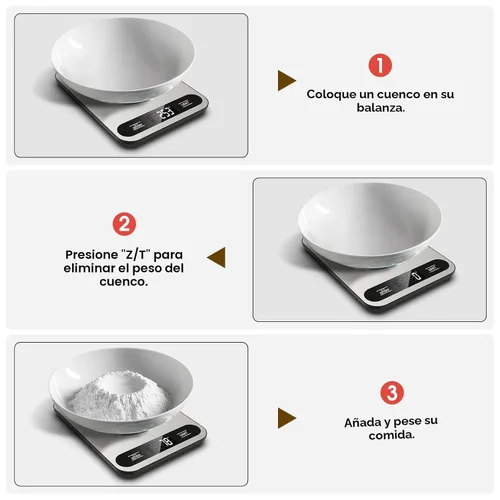 Vista 6 de Mik-Nana Báscula de alimentos, báscula digital de cocina de 22 libras con 6 unidades de función de tara y pantalla LCD, peso de acero inoxidable