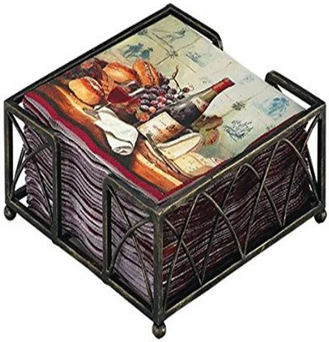 Vista 9 de Boston International - Organizador para servilletas de cóctel con diseño de arco, Castaño envejecido