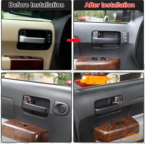 Vista 5 de Aunginsy 4 fundas protectoras para manija interior de puerta compatibles con Toyota Tundra 2007-2021 y Sequoia 2008-2020, ABS