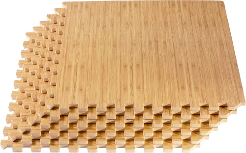 Vista 12 de Azulejos de espuma estampada de 3/8 de pulgada de grosor Forest Floor, tapetes de espuma de grano de madera entrelazados de primera calidad, piso