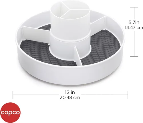 Vista 2 de Copco Tocadiscos de almacenamiento de 2 niveles, 12 pulgadas, blanco