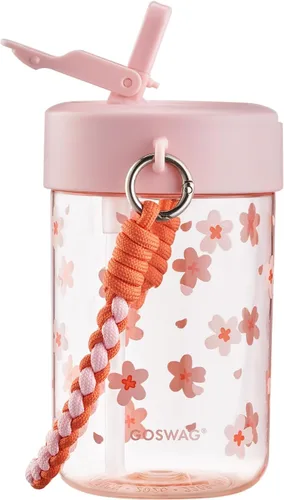 Vista 11 de GOSWAG Botella de agua para niños de 16 onzas con tapa con popote, botella Sueño estrellado