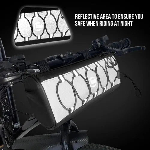 Vista 3 de WOTOW Bolsa de Manillar de Bicicleta Impermeable - Bolsa de Manillar de Bicicleta con Gran Área Reflectante y Tiras, Bolsa Delantera de Bicicleta