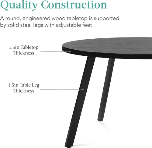 Vista 6 de Best Choice Products Mesa de comedor redonda con patas de acero - Negro