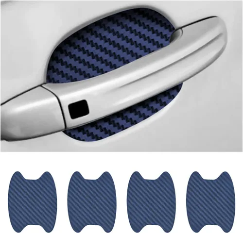 Vista 28 de 4 calcomanías protectoras para manija de puerta de automóvil, película protectora universal de fibra de carbono antiarañazos para la mayoría