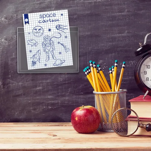 Vista 7 de Paquete de 30 bolsillos autoadhesivos para tarjetas de índice, con apertura superior, tarjetero ideal para organizar y proteger tus tarjetas