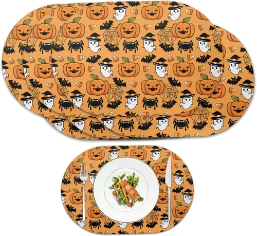 Vista 50 de Corn Green Placemats Set of 2 12 x 18 Inch Leather Table Mats Seasonal Table Placemats Protector PU Desk Mat Heat Resistant Washable Easy Clean for