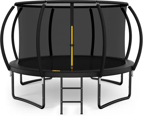 10FT 12FT 14FT 15FT 16FT Outdoor Trampoline with Enclosure Net, Heavy Duty Yard Trampolines, ASTM Approval Recreational Trampolines for Kids and