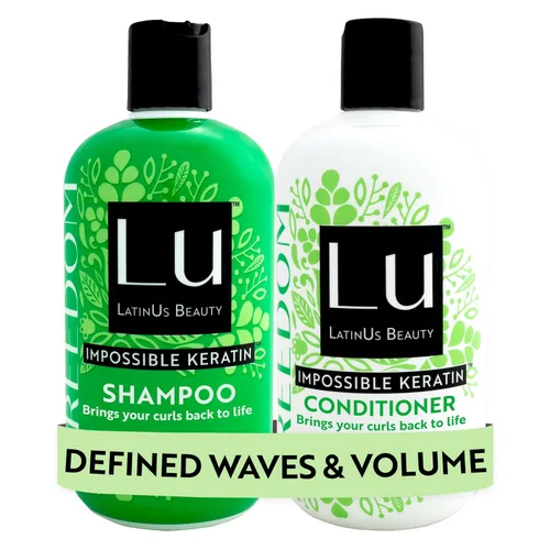 LatinUs Beauty, FREEDOM Impossible Keratin, Dúo Texturizador para el Cuidado del Cabello Sin Frizz: Shampoo + Acondicionador con Moringa