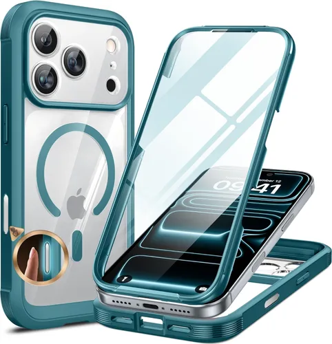 Vista 118 de Miracase Glass Series - Funda para iPhone 11 de 6.1 pulgadas, funda resistente de cuerpo completo mejorado con protector de pantalla de vidrio Negro