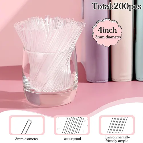 Vista 2 de Zopeal 200 palitos acrílicos para decoración de tartas, palitos de dulces para bodas, dulces, chocolate, galletas, postres, hechos a mano