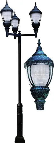 GM9103-VG-MT - Soporte de aluminio fundido para poste de maíz 450 W, 3 x 150 W, base de alta presión de sodio/moho, multi-Tapa, verde