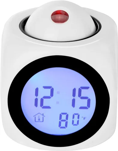 Reloj despertador de proyección para dormitorios, informe de voz digital, reloj despertador 12/24 HDigital relojes eléctricos proyección en el techo