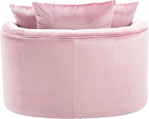 Vista 7 de HomSof Chaise giratorio para interiores y exteriores, sofá moderno para sala de estar, club, silla redonda, respaldo tallado con botones