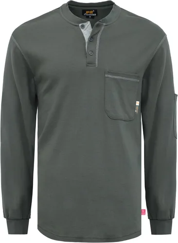 KONRECO Camisas FR para hombre resistentes al fuegoignífugo CAT2 7oz algodón dos tonos y camisa Henley
