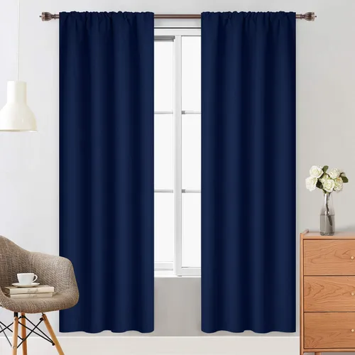 Vista 74 de Yakamok Cortinas opacas para oscurecer la habitación, con aislamiento térmico y bolsillo para barra, paneles de cortina para dormitorio, 38 pulgadas