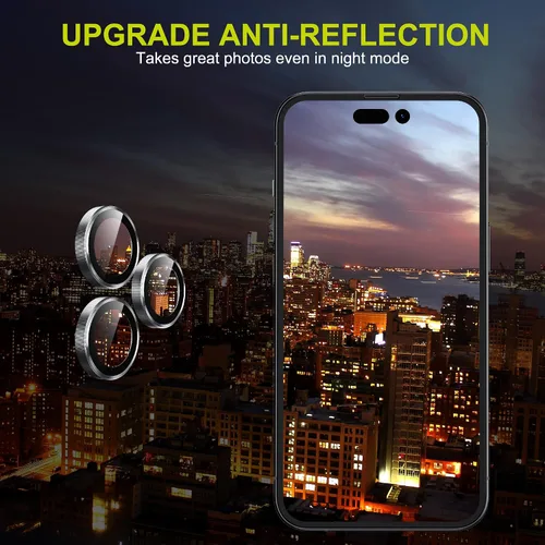 Vista 6 de WSKEN Protector de lente de cámara para iPhone 14 Pro/iPhone 14 Pro Max, [modo de disparo nocturno] Protector de pantalla de vidrio templado HD