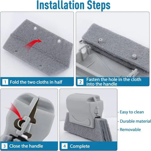 Vista 3 de 13 cepillos de limpieza de ranura de ventana, herramientas de limpieza de rieles de ventana, cepillo mágico de limpieza de ventanas, limpiador