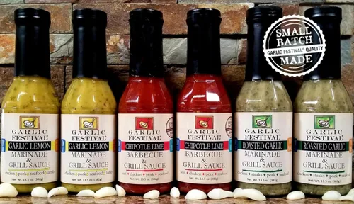 Vista 3 de Garlic Festival Foods Salsa de ajo, chipotle, lima y barbacoa, 13.5 oz.