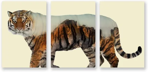 Vista 15 de wall26 3 Panel Canvas Wall Art Animal with Mountain Pictures Home Wall Decorations for Bedroom Living Room Paintings Canvas Prints Framed - 16"x24