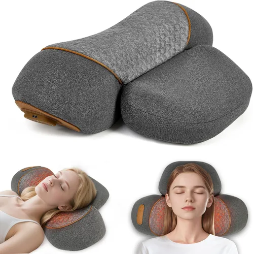 Almohada masajeadora de cuello con calor, tracción cervical relajante en el cuello, masaje de tejido profundo que alivia el dolor y la rigidez