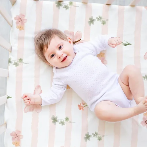 Vista 55 de Sábanas Florales para Moisés de Niña Paquete de 3, Sábana Ajustable para Colchón Transpirable y Cómoda, Moisés de Viaje Elástico y Moderno, Sábanas