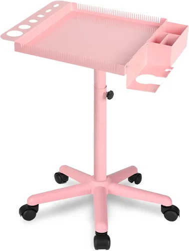 Vista 11 de Bandeja de salón con ruedas,Carrito de belleza con ruedas ajustable en altura,Equipo profesional de salón para peluquería/Spa/uso doméstico Negro