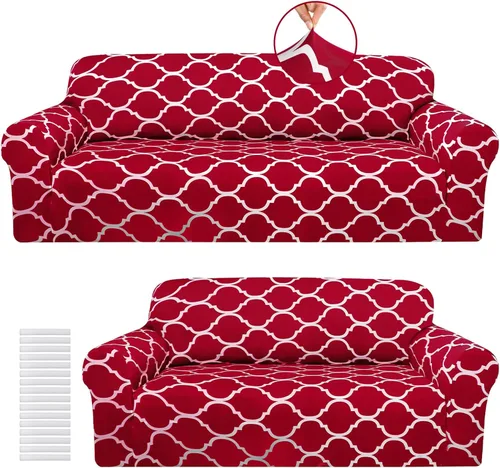 Vista 15 de Peryiter - Juego de 2 fundas para sofá para sala de estar, protector de muebles para sofá y sofás de dos plazas, sillón, funda elástica ajustada