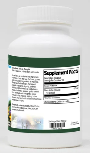 Vista 2 de Goma Árabe (Acacia) 4:1-450 mg (100 cápsulas, ZIN: 520432)