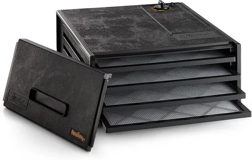 Vista 2 de Excalibur 2400 deshidratador de alimentos con 4 charolas, económico, color negro.