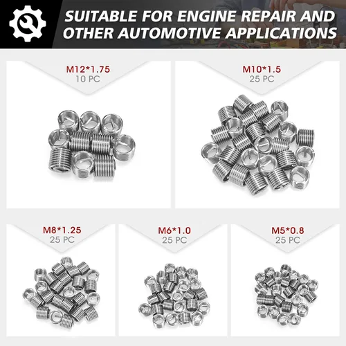 Vista 12 de Kit de reparación de roscas, 261 piezas HSS taladro helicoidal kit de reparación SAE y métrico 1/4" 5/16" 3/8" 7/16" 1/2" M5 M6 M8 M10 M12