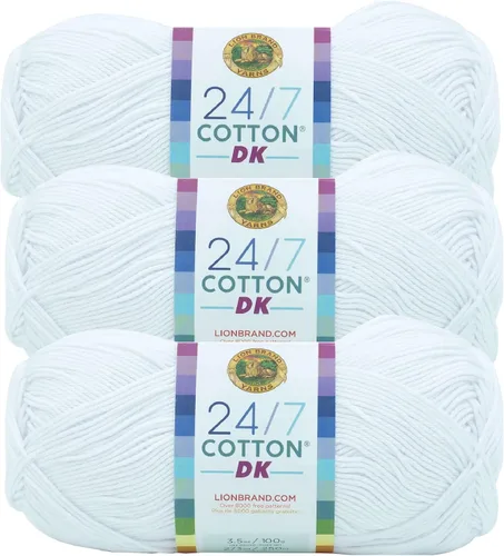 Vista 57 de Lion Brand Yarn Estampados DK de algodón 24/7, hilo para tejer, ganchillo y manualidades, azul, paquete de 1