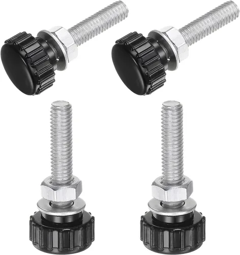 Vista 54 de Uxcell 4 juegos de perillas estriadas con tornillos de pulgar y tuercas, rosca macho métrica M6 x 35 mm, cabeza de plástico de 25 mm, perillas