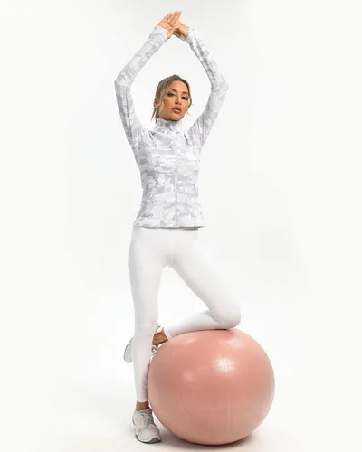 Vista 5 de QUEENIEKE Chaquetas atléticas para mujer, de algodón, suave, con cremallera completa, ajustada, para entrenamiento, correr, con bolsillos, 210503