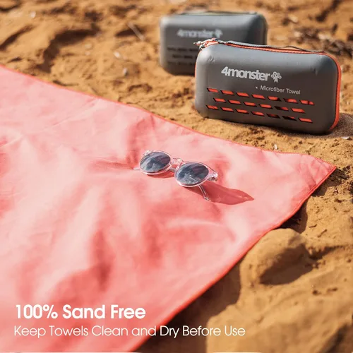 Vista 7 de 4Monster Toalla de viaje de secado rápido con estuche y mosquetón, toalla de microfibra súper absorbente para gimnasio y campamento. Compacta