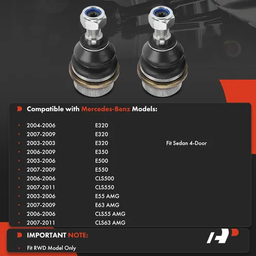 Vista 2 de A-Premium 2 rótulas exteriores delanteras inferiores y traseras, compatibles con Mercedes-Benz E350 06-09, E320 03-09, E500/E55 AMG 03-06, E550/E63