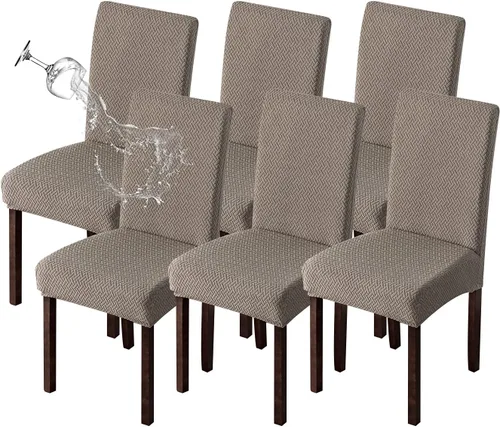 Vista 9 de Genina Juego de 4 fundas impermeables para sillas de comedor Parson, fundas para sillas de comedor, color blanco Impermeable-blanco