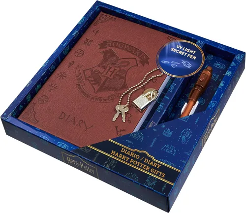 Diario con candado de Harry Potter con bolígrafo de tinta invisible UV para niños, adolescentes, diario secreto con llave, páginas rayadas,